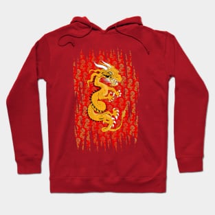 Golden Dragon on Red Hoodie